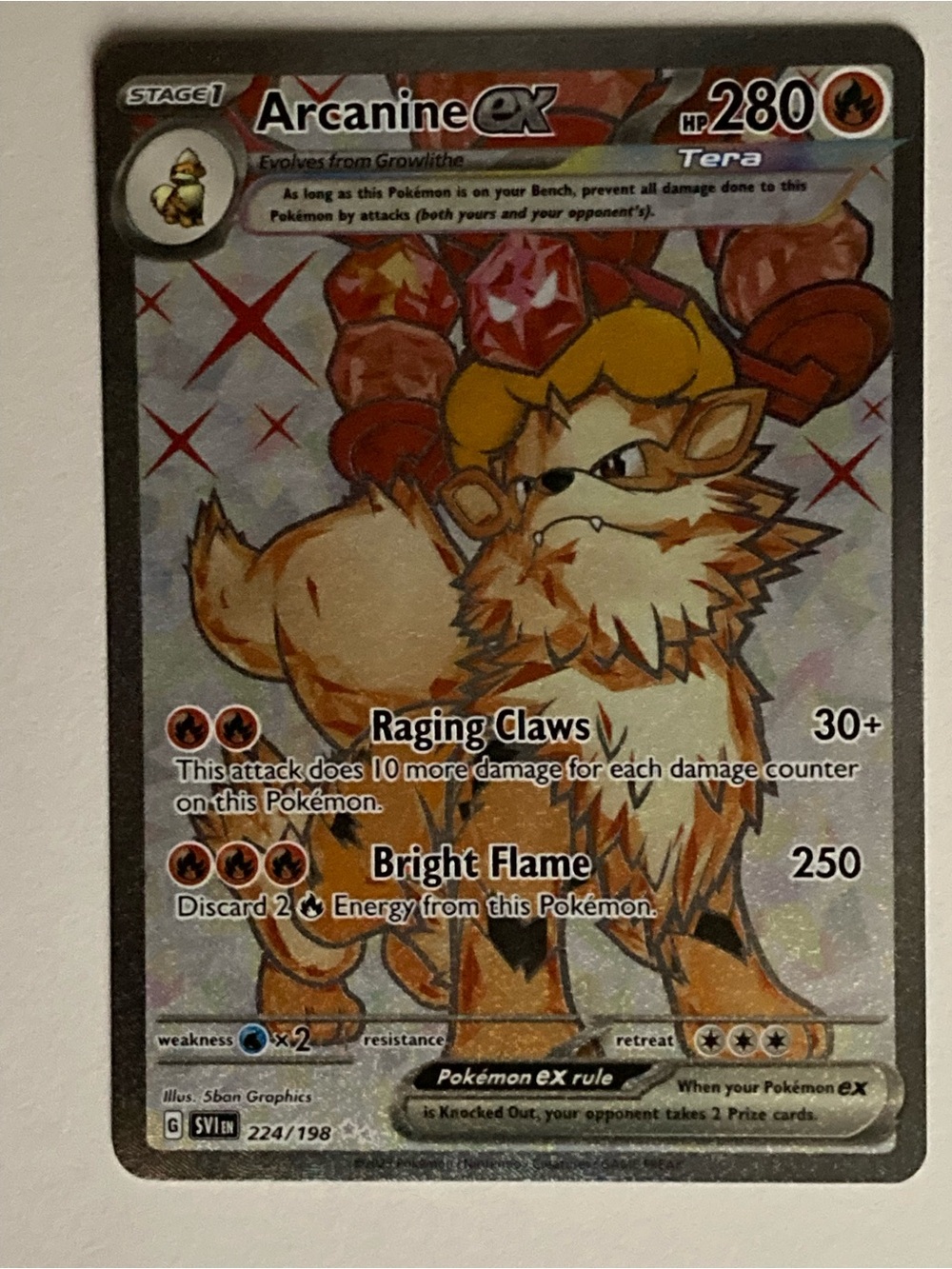 Arcanine EX 224/198 ScarlArcanine EX 224/198 Scarlet & Violet Shiny Trading Card
